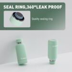 Exllena Small Water Bottle 12oz with Clip, Double Wall Stainless Steel Vacuum Small Insulated Water Bottle Keeps Drinks Cold 24 Hrs/Hot 12 Hrs for Kids Handbag School BPA Free (Mint) - Image 3