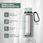 Exllena Small Water Bottle 12oz with Clip, Double Wall Stainless Steel Vacuum Small Insulated Water Bottle Keeps Drinks Cold 24 Hrs/Hot 12 Hrs for Kids Handbag School BPA Free (Mint) - Image 4
