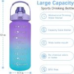 EITMOW 64 oz Large Capacity Water Bottle with Motivational Time Markers and Straw, Portable, Leakproof, BPA Free for Fitness, Gym and Outdoor Sports. (Purple) - Image 3