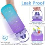 EITMOW 64 oz Large Capacity Water Bottle with Motivational Time Markers and Straw, Portable, Leakproof, BPA Free for Fitness, Gym and Outdoor Sports. (Purple) - Image 4