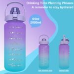 EITMOW 64 oz Large Capacity Water Bottle with Motivational Time Markers and Straw, Portable, Leakproof, BPA Free for Fitness, Gym and Outdoor Sports. (Purple) - Image 5