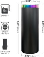 FunTrans 20 oz Skinny Tumblers Stainless Steel Tumbler with Lid and Straw Double Wall Vacuum Insulated Coffee Mug 20oz Powder Coated Cup for Hot and Cold Drinks(Black,1 pack) - Image 3