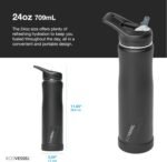 EcoVessel Summit TriMax® Vacuum Insulated Stainless Steel Water Bottle with Flip Straw Lid & Silicone Bumper - 24 oz (Smoke Black) - Image 3