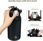 BJPKPK Insulated Water Bottles with Straw, 35 oz Stainless Steel Metal Water Bottle with One-handed Opening Lid, BPA Free Sport Jugs, Flasks for Men & Women, Black - Image 4