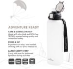 GRANDTIES Sports Tritan Plastic Water Bottle with Straw, Removable – Leakproof BPA Free Dishwasher Safe Travel Water Bottle with Strap for Gym, Outdoor, Fitness (Frosted Snowy White, 52oz (1.5L)) - Image 3