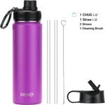 DRINCO Stainless Steel Water Bottle Spout Lid Vacuum Insulated Double Wall Water Bottle Wide Mouth (40oz 32oz 22oz 18oz 14oz) Leak Proof Keep Cold Sport Camping Hiking (22 oz, 22oz Purple) - Image 3