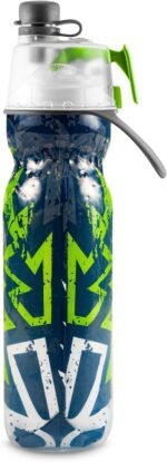 O2COOL Mist 'N Sip Misting Water Bottle 2-in-1 Mist And Sip Function With No Leak Pull Top Spout Reusable Sports Water Bottle - 20 oz (Graffiti Green) - Image 3