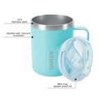 BJPKPK 2 pcs Insulated Coffee Mug, 14oz Insulated Tumbler with Lid, Stainless Steel Coffee Cups with Splash Proof Lid-Turquoise - Image 3