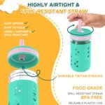 Tronco 12 oz Glass Sippy Cup for Kids & Toddlers | Mason Jar Smoothie Cups with Spill-Proof Silicone Straws, Non-Slip Silicone Sleeves & Lids, BPA-Free Snack Cups, Dishwasher Safe - Image 4