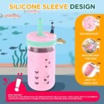 Tronco 12 oz Glass Sippy Cup for Kids & Toddlers | Mason Jar Smoothie Cups with Spill-Proof Silicone Straws, Non-Slip Silicone Sleeves & Lids, BPA-Free Snack Cups, Dishwasher Safe - Image 5