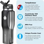 SENDESTAR 40oz Stainless Steel Water Bottle(Cold for 48 Hrs, Hot for 24 Hrs),Double Wall Vacuum Insulated Bottle with Straw Lid, Spout Lid and Flex Cap, Fit in Any Car Cup Holder，Grey-B - Image 3