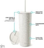 Simple Modern Insulated Tumbler with Lid and Straw | Iced Coffee Cup Reusable Stainless Steel Water Bottle Travel Mug | Gifts for Women Men Her Him | Classic Collection | 24oz | Cream Leopard - Image 3