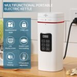 Travel Electric Kettle Portable 304 Stainless Steel LED Display Temperature Adjustable BPA Free Child Lock Mini Kettle,Small Hot Water Boiler Auto Shut-Off - Image 3