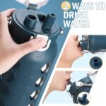 MUKOKO 64oz Glass Water Bottles with Straw and Lid,Half Gallon Water Bottle with Time Marker,Large Glass Water Jug with Silicone Sleeve and Stainless Steel Handle-Blue - Image 5