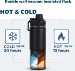 PCSCER Wide Mouth Insulated Sports Water Bottle,Double wall Stainless Steel Vacuum flask with Leakproof Lid (Black, 32 Ounces) - Image 4