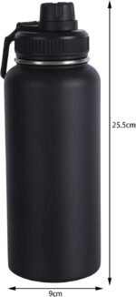 PCSCER Wide Mouth Insulated Sports Water Bottle,Double wall Stainless Steel Vacuum flask with Leakproof Lid (Black, 32 Ounces) - Image 5