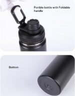 PCSCER Wide Mouth Insulated Sports Water Bottle,Double wall Stainless Steel Vacuum flask with Leakproof Lid (Black, 32 Ounces) - Image 6