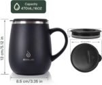 Ideus 16 oz Insulated Coffee Mug with Handle and Lid, Double Wall Stainless Steel Vacuum Thermal Coffee Mug, Travel Coffee Cup Thermal Cup for Home and Office, Storm Black - Image 4