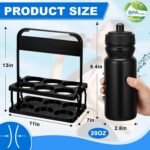 Suclain 7 Pcs Water Bottle Carrier with 20 Oz Bottles and Stickers Plastic Wide Mouth Sports Water Bottle Squeeze Team Bottles with Black Lid for Fitness Bike Gym (Black) - Image 3