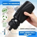 Suclain 7 Pcs Water Bottle Carrier with 20 Oz Bottles and Stickers Plastic Wide Mouth Sports Water Bottle Squeeze Team Bottles with Black Lid for Fitness Bike Gym (Black) - Image 4