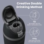 JINLING 24oz Insulated Stainless Steel Water Bottle with Straw for Sports and Travel, BPA-Free Sports Water Bottle (20oz light pink) - Image 7