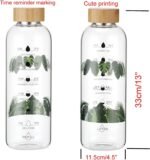 Ttifangix Glass Water Bottle 64 Oz with Time Markers, Wide Mouth Bamboo Lid, Neoprene Sleeve, Bpa Free, Leakproof, Reusable - Image 3