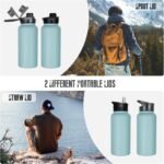 VQRRCKI 32 oz Insulated Water Bottle with Straw Lid & Wide Mouth Lids, Stainless Steel Sports Water Bottles, Double Walled Vacuum, Leak Proof, Turquoise Blue - Image 4