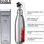 HASLE OUTFITTERS 17oz Stainless Steel Water Bottles Bulk, Vacuum Insulated Water Bottles Double Walled Reusable Metal Sports Water Bottles Keep Drinks Hot and Cold, Stainless, 8Packs - Image 3