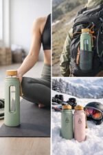 PureTerra Glass Water Bottle – 650 mL / 22 oz | High‑Quality Borosilicate Glass with Silicone Sleeve | Leak‑Proof, Dishwasher Safe, BPA‑Free, Sustainable Travel Bottle (Dusty Rose) - Image 4