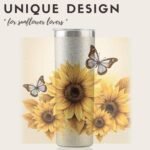 Onebttl Sunflower Butterfly Gifts for Sunflower Lovers, 20oz Insulated Stainless Steel Tumblers with Lids and Straws, Perfect Gifts for Best Friend, Christmas, Birthday - Image 3