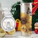Onebttl Sunflower Butterfly Gifts for Sunflower Lovers, 20oz Insulated Stainless Steel Tumblers with Lids and Straws, Perfect Gifts for Best Friend, Christmas, Birthday - Image 5
