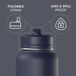 Hydrapeak 32oz Sport Insulated Water Bottle with Straw Lid, Leak & Spill Proof, Keeps Drinks Cold for 24 Hours, Hot for 12 Hours, Premium Stainless Steel Water Bottles (32oz, Navy) - Image 3