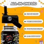 ROVOZAR Game Water Bottle - 16oz Game Controller Stainless Steel Water Bottle with Straw - Funny Gamer Insulated Cup for Boys - Gaming Kids Tumbler for School, Sports, Travel - Image 6