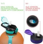 KEVENZ Water Bottle with Time Marker, 1 Gallon Water Bottle with Straw, Leakproof Water Jug, BPA Free, Orange Green - Image 5