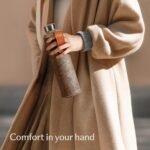 Cosumy Glass Water Bottle 25oz with Felt Sleeve - Borosilicate Glass - Leakproof Lid - BPA Free - Ideal for Work, Travel & Gym (Sand Brown) - Image 3