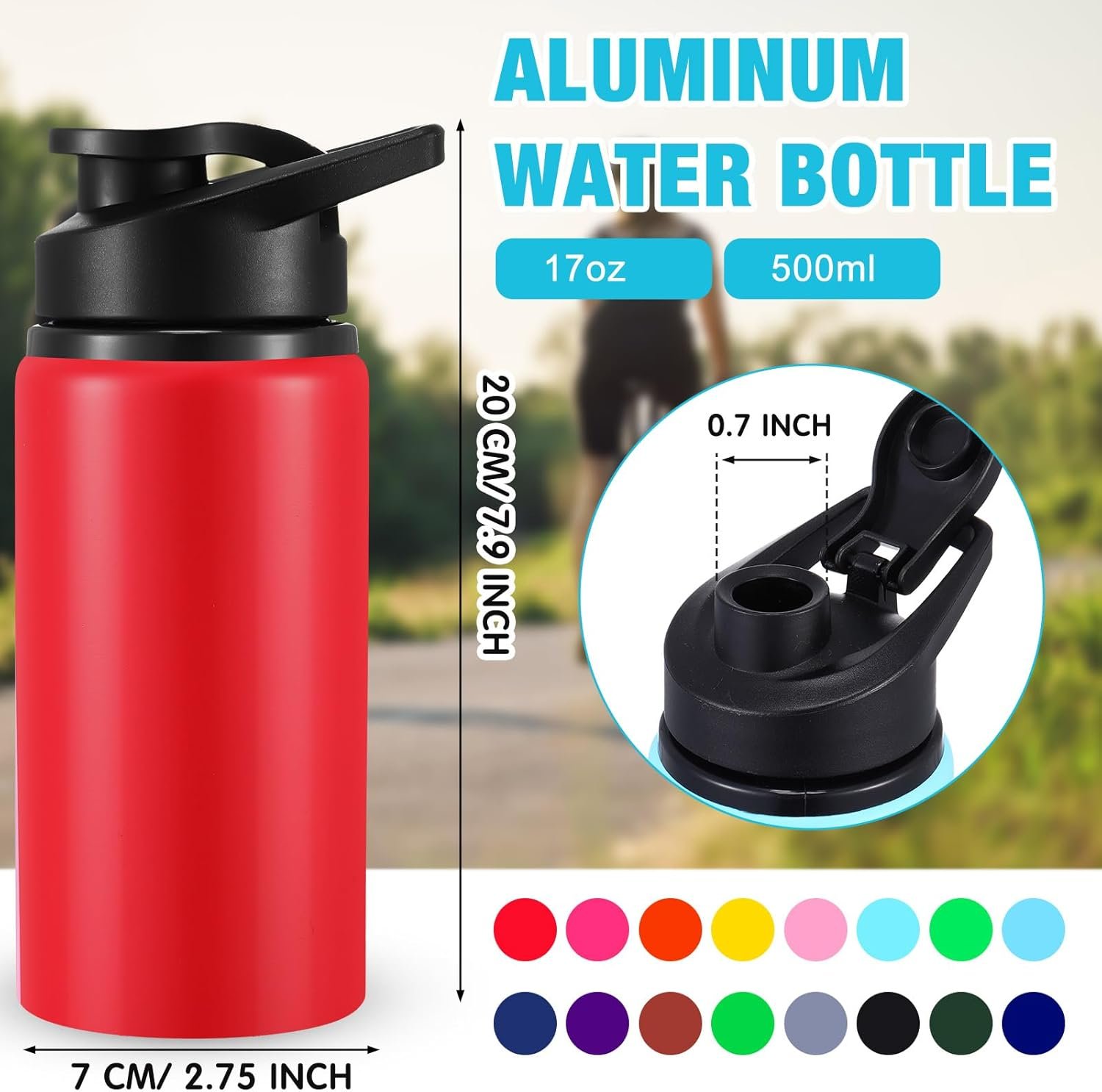 Eaasty 16 Pcs 17 oz Aluminum Water Bottle Bulk Multicolor Reusable Sports Bottle with Snap Lids Multipack Vacuum Water Flask for Travel Camping, Picnics, Gym, Hiking, Cycling, Fishing - Image 3