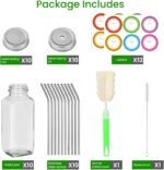 BIGIVACA 16 oz Glass Juice Bottles with Lids 10 Pack | Reusable & Leakproof Juicing Jars with Airtight & Sipping Lids, Straws & Brushes for Travel, Office, Home, Gym - Image 4