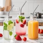 BIGIVACA 16 oz Glass Juice Bottles with Lids 10 Pack | Reusable & Leakproof Juicing Jars with Airtight & Sipping Lids, Straws & Brushes for Travel, Office, Home, Gym - Image 5