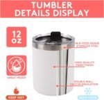 Deitybless 8 Pack 12 Oz Stainless Steel Skinny Tumbler with Splash Proof Lid, Vacuum Insulated Double Wall Thermal Cup, Outdoor Unbreakable Travel Slim Bottle for Hot Cold Drinks - Image 3