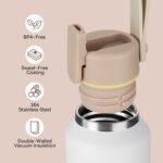 12oz Kids Water Bottle for School Boys&Girls, Toddler Cup, 304 Stainless Steel Insulated Sport Water Bottle with Straws, BPA-Free, White - Image 3