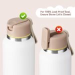 12oz Kids Water Bottle for School Boys&Girls, Toddler Cup, 304 Stainless Steel Insulated Sport Water Bottle with Straws, BPA-Free, White - Image 4