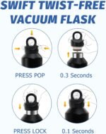 16oz Insulated Coffee Bottle - Vacuum Sealed Stainless Steel Thermos with Leakproof Lock Lid - 36 H Iced Tumbler for Travel One-Handed Operation - Image 3
