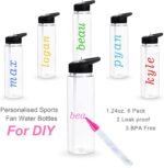 24 oz Clear Water Bottles with Straw, 6 Pack Bulk Reusable Sports Water Bottle with Handle, Wide Mouth & Portable for Travel Gym Cycling Hiking Camping, for Personalized DIY Teacher Nurse Gift - Image 3