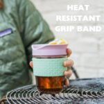 SoleCup. Travel Mug Loose Tea Infuser - Detachable Tea Strainer with Spillproof Lid - BPA-Free Reusable Glass Travel Coffee Cup with Silicone Band (Gray and Pink, 12oz) - Image 5