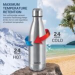 Milton Insulated Water Bottle 1 Liter, Stainless Steel Double Walled Vacuum for 24 Hours Hot and Cold with Cover, Leakproof, BPA Free, Thermosteel Duo-DLX 1000 (34 oz) Silver - Image 5