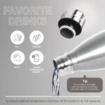 Milton Insulated Water Bottle 1 Liter, Stainless Steel Double Walled Vacuum for 24 Hours Hot and Cold with Cover, Leakproof, BPA Free, Thermosteel Duo-DLX 1000 (34 oz) Silver - Image 6