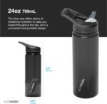 EcoVessel WAVE Tritan Plastic Sports Water Bottle with Flip Top Straw, Leak Proof Lid, and Carry Handle Reusable Water Bottle for Gym 24 oz (Forest Horizon) - Image 3