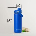 ThermoProof Insulated Water Bottle – Stainless Steel, Wide Mouth, Screw Lid & Spout Lids, Leakproof, Dishwasher Safe, Reusable – Keeps Drinks Hot or Cold – for Adults & Kids – 18oz, Blue - Image 4