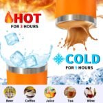 HAOLI 1 Pack 20oz Stainless Steel Tumbler with Lid, Leakproof Double Wall Travel Mug for Hot/Cold Drinks, Home Office Outdoor Party Use, Durable Powder Coated Insulated Cup/Orange - Image 3