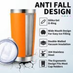 HAOLI 1 Pack 20oz Stainless Steel Tumbler with Lid, Leakproof Double Wall Travel Mug for Hot/Cold Drinks, Home Office Outdoor Party Use, Durable Powder Coated Insulated Cup/Orange - Image 5